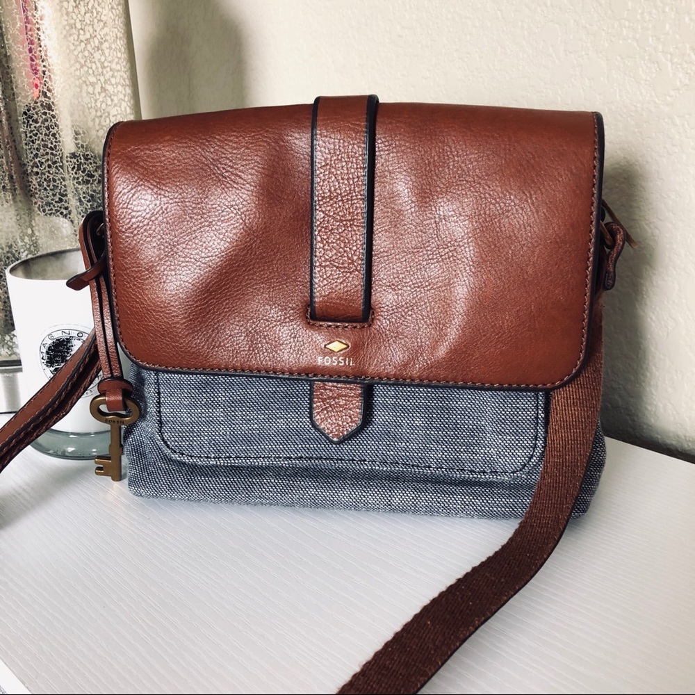 Fossil Kinley Small Chambray Leather Crossbody